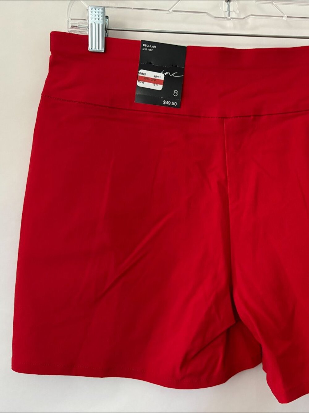 NWT INC International Concepts Red Mid-Rise Flat Front Shorts 5" Inseam Size 8 - Picture 5 of 8